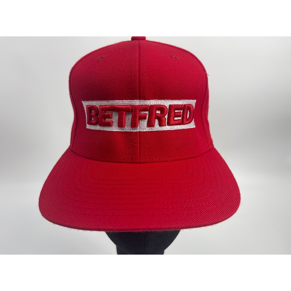 Yupoong The Classics Betfred Snapback Hat Mens OSFM Red Wool Blend Flat Bill Cap